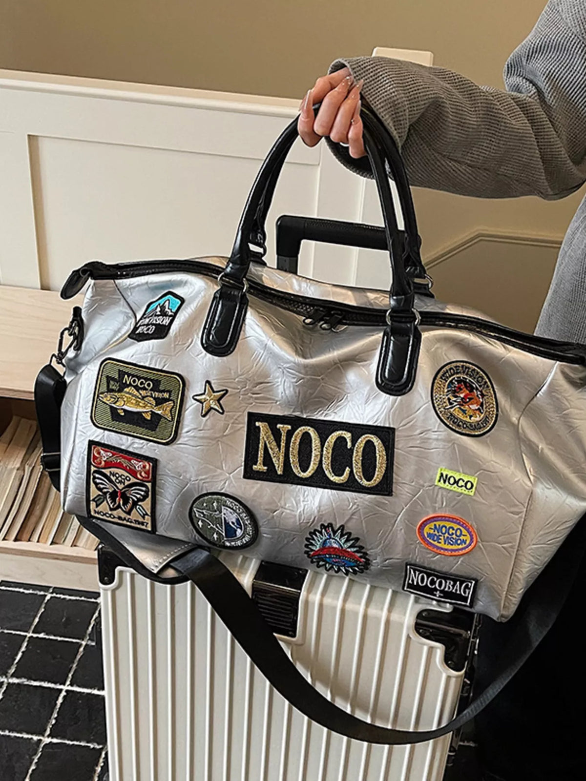 Patchwork Embellished Travel Bag - Lilixa.store