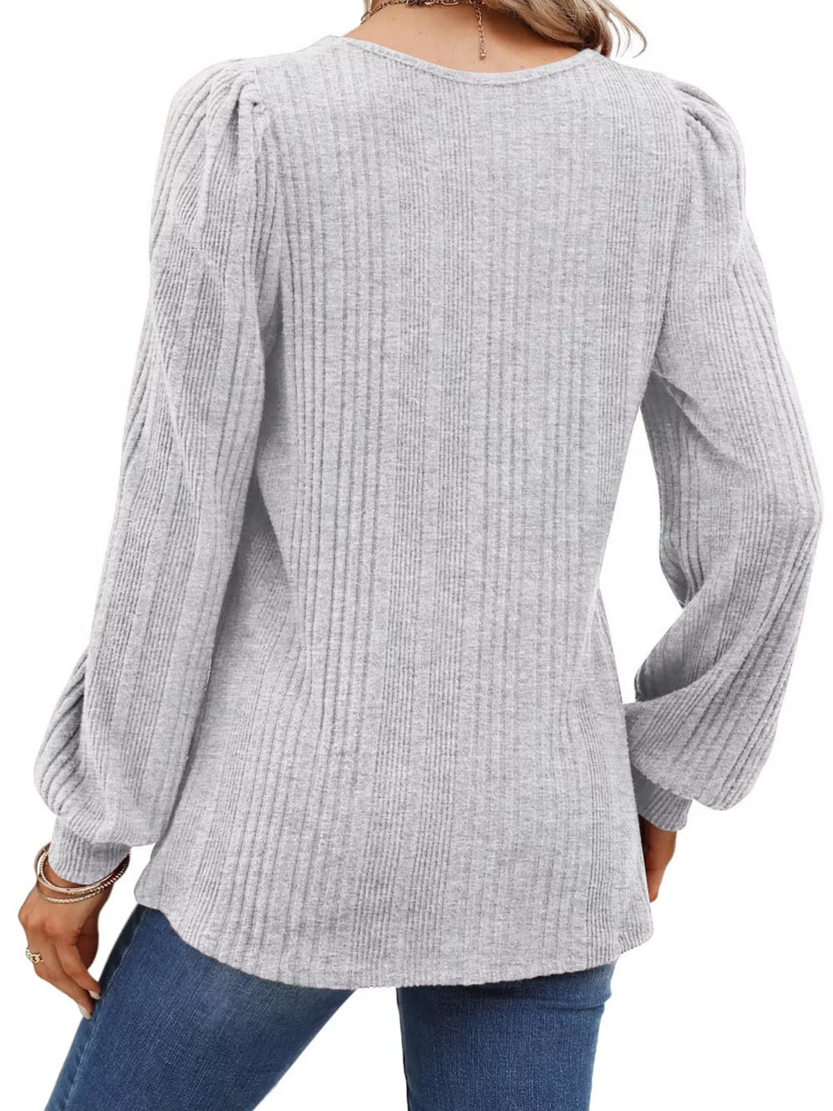 Full Size Square Neck Ribbed Knit Top Plus Size - Lilixa.store