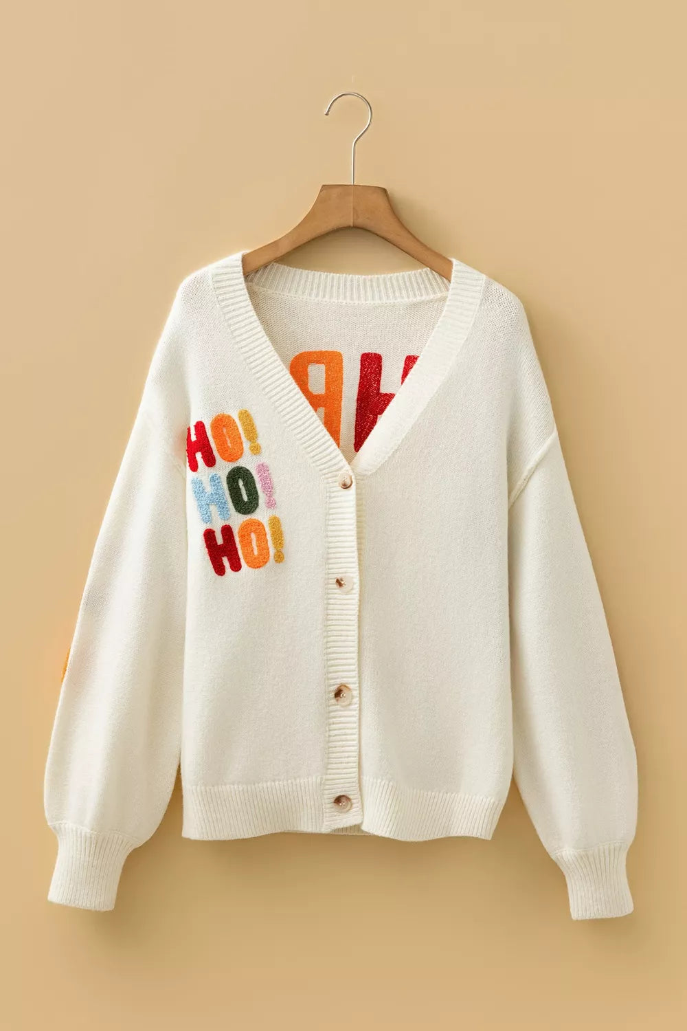 'HO HO HO' Button Up Knit Cardigan - Lilixa.store
