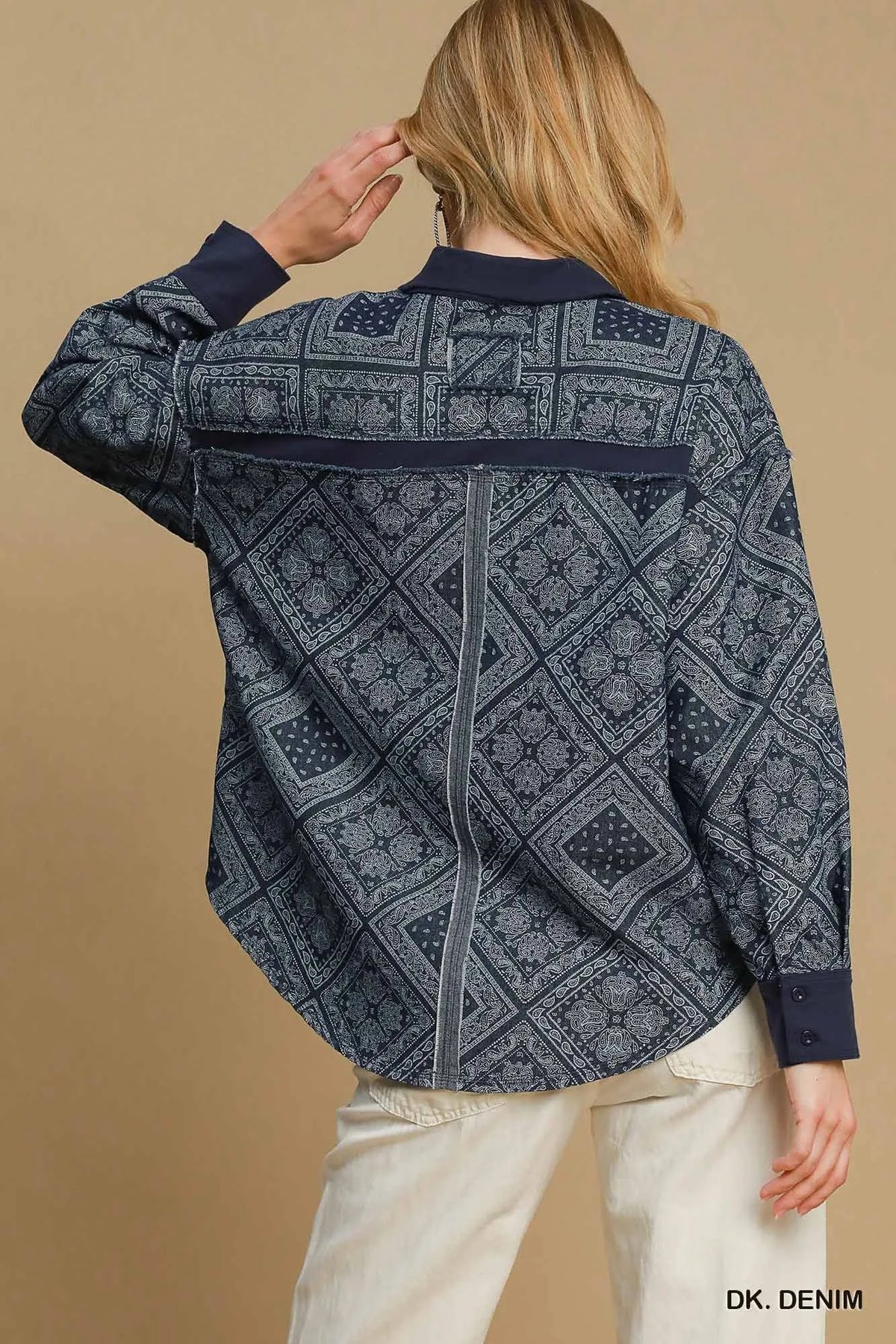 Umgee Paisley Print Denim Shirt Jacket, view 4