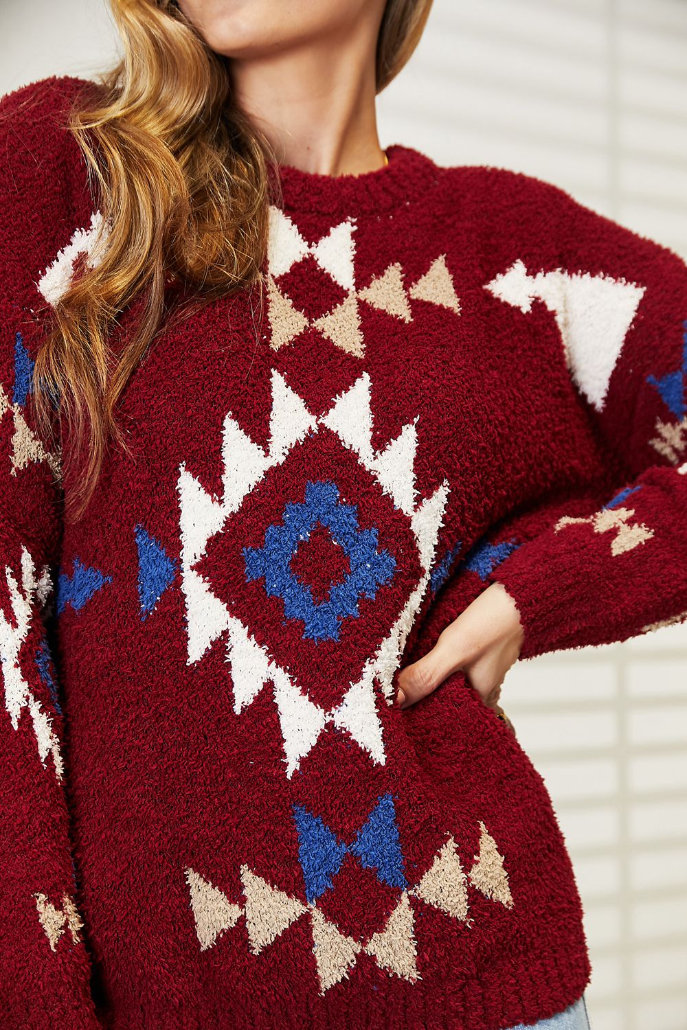 HEYSON Full Size Aztec Soft Fuzzy Sweater - Lilixa.store