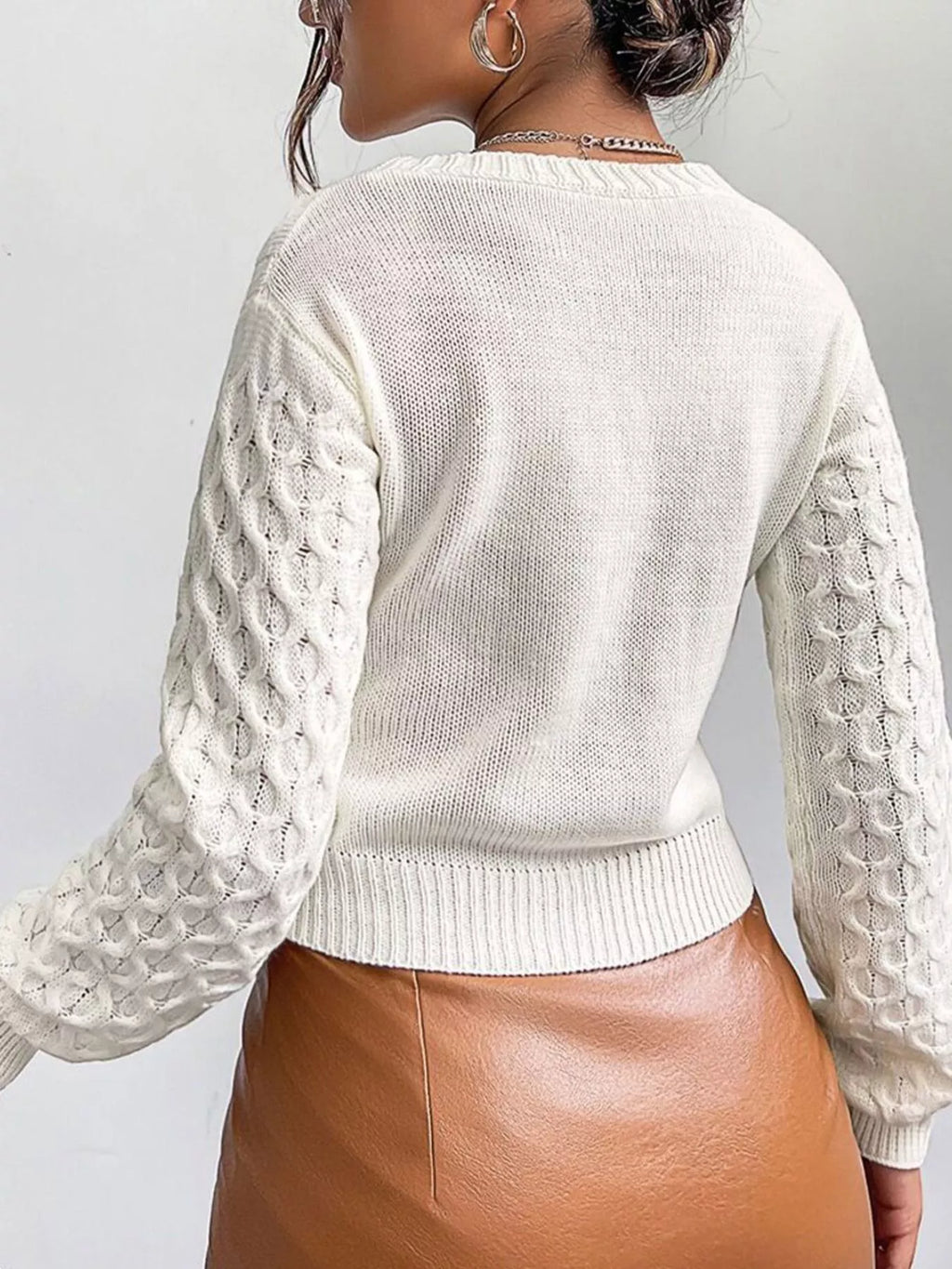Cable Knit Button-Down Cardigan - Lilixa.store