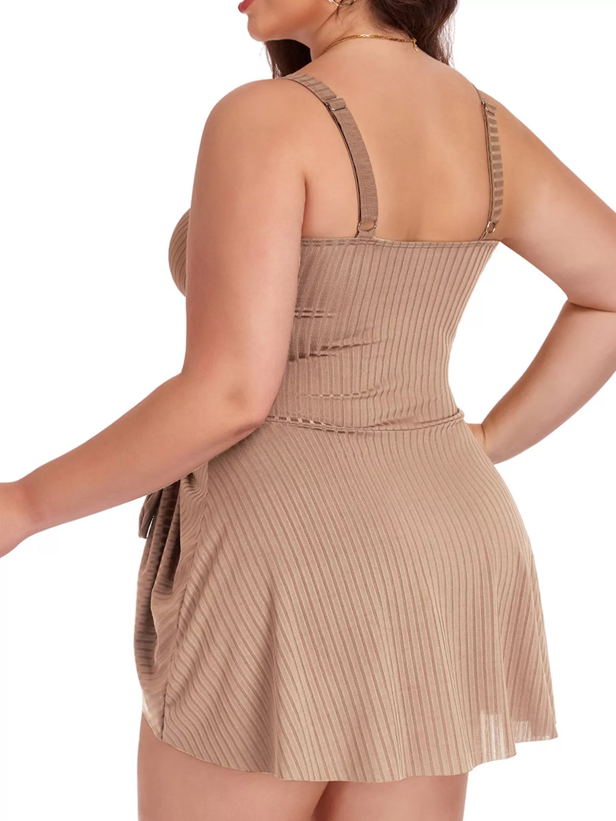 Plus Size Ruched One-Piece Swim Dress - Lilixa.store