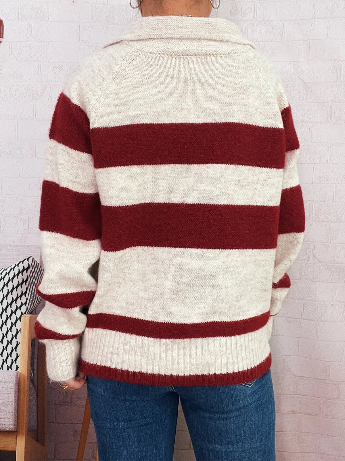 Striped Button-Up Cozy Cardigan - Lilixa.store