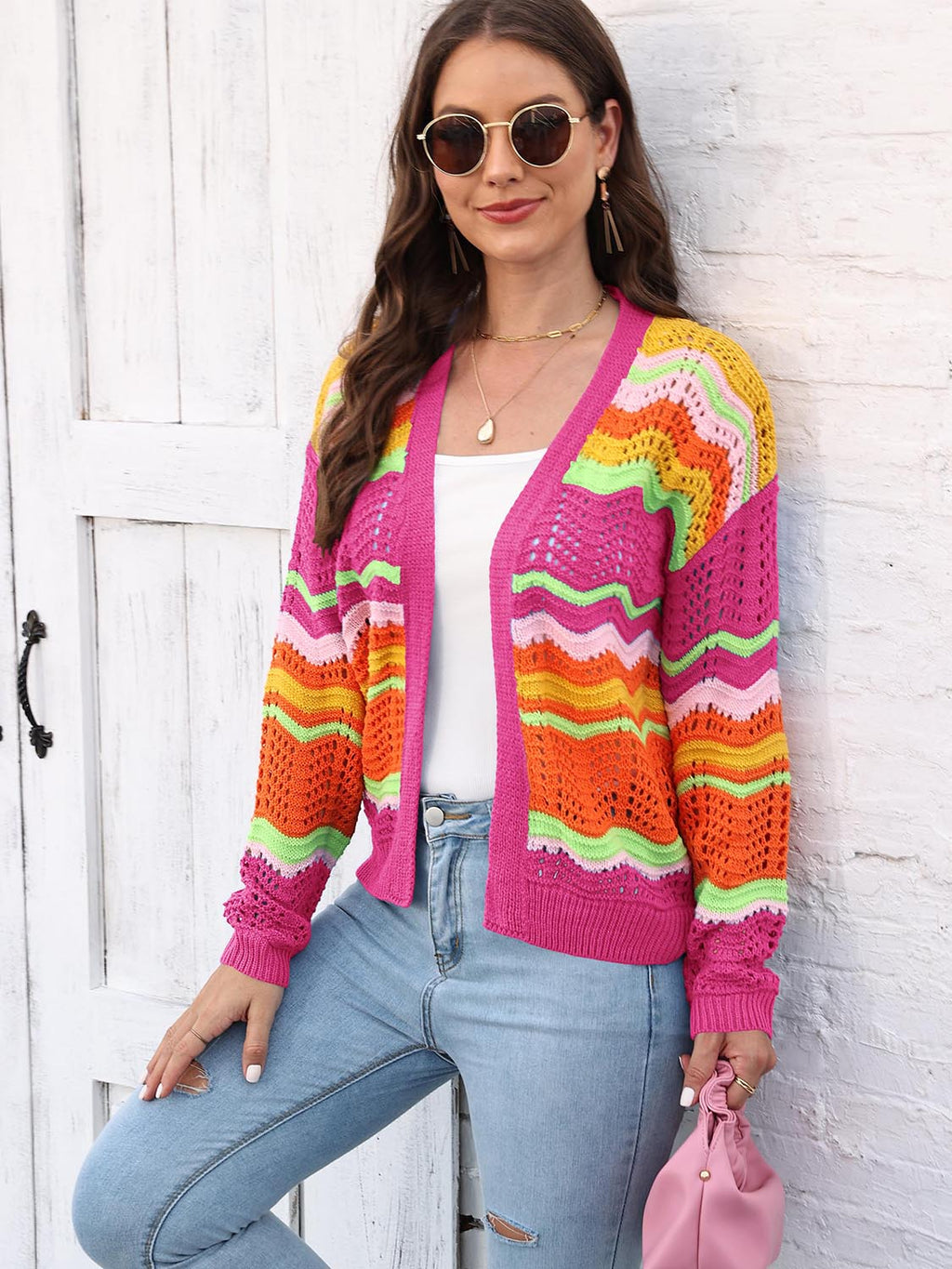 Open Front Openwork Cardigan - Lilixa.store