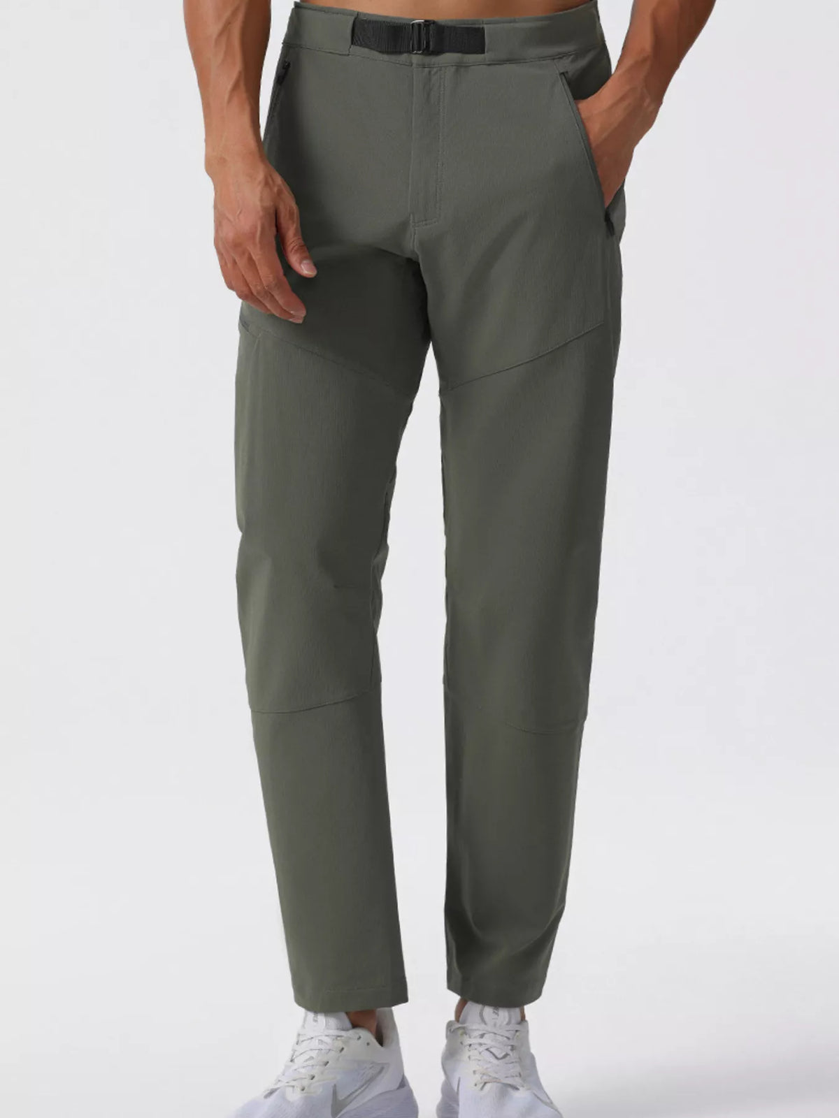 Men's Plus Size Lightweight Pants with Pockets in Army Green