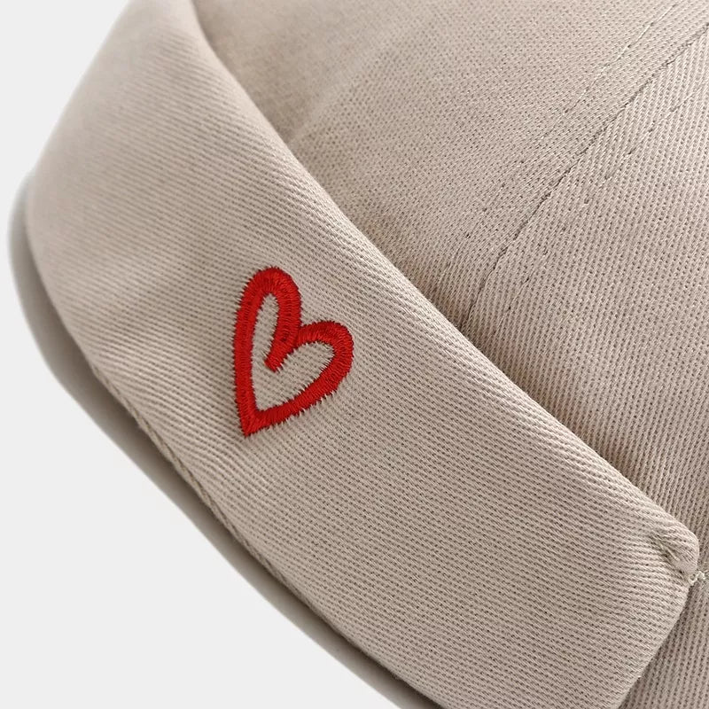 Embroidered Heart Brimless Docker Hat - Lilixa.store