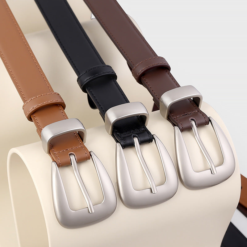 Buckle Skinny Leather Belt - Lilixa.store