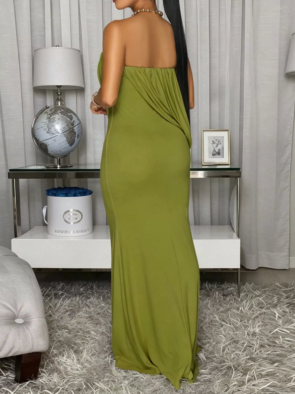 Strapless Draped Maxi Dress - Lilixa.store