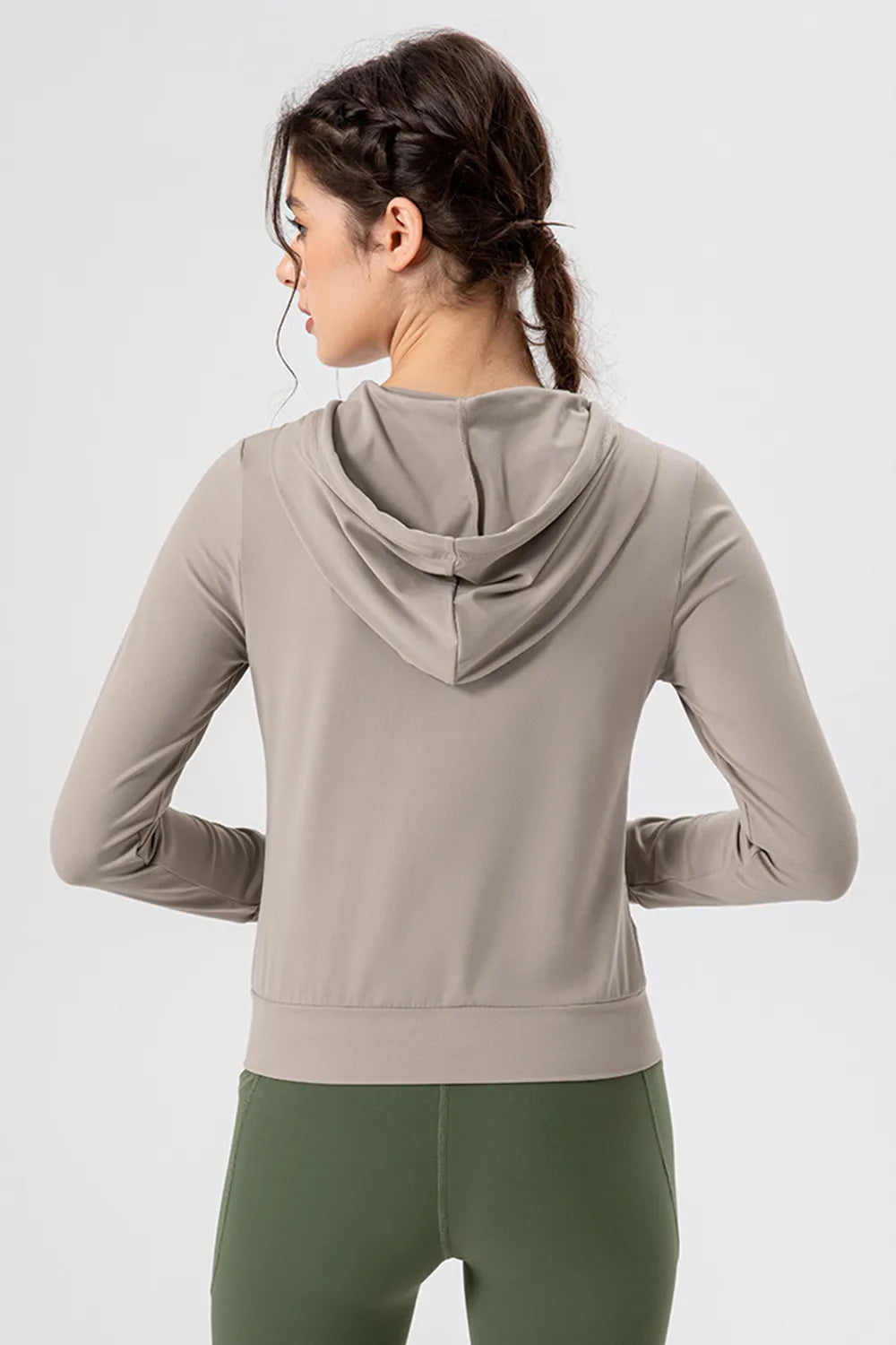 Drawstring Zip Up Hooded Active Outerwear - Lilixa.store