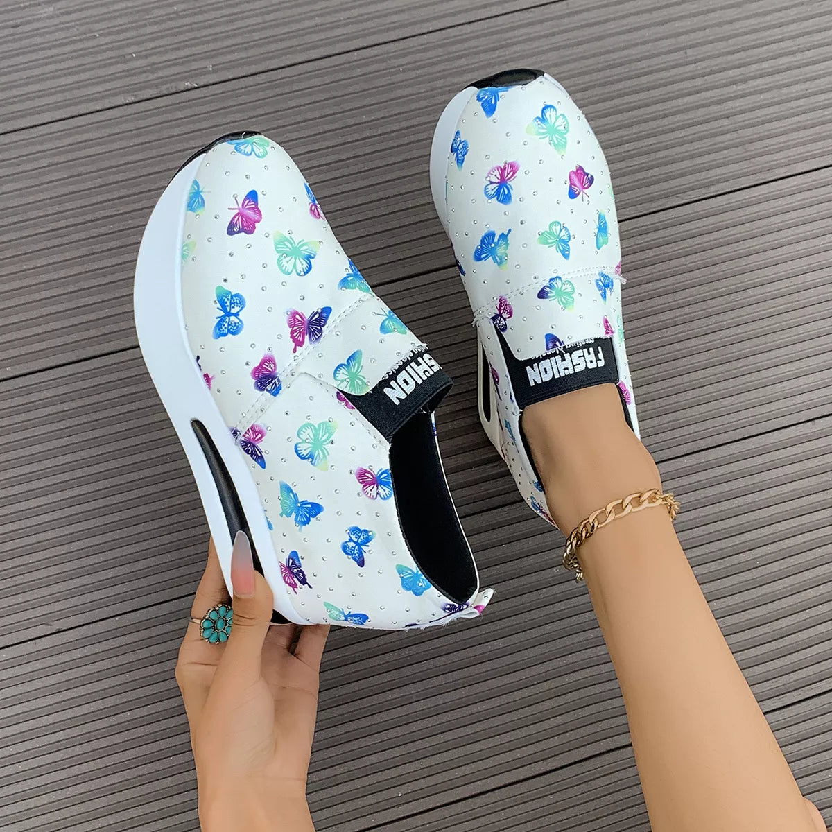 Butterfly Round Toe Slip-Ons, view 3