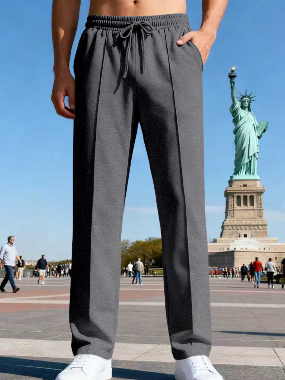 Men's Full Size Drawstring Straight Leg Pants Plus Size