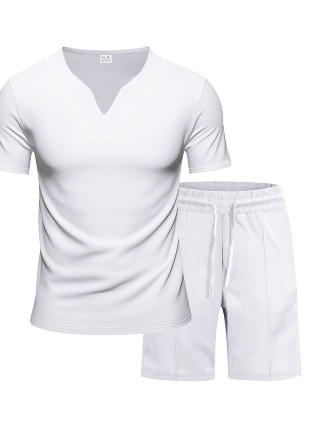 Men's Full Size V-Neck Short Sleeve T-Shirt and Shorts Set Plus Size - Lilixa.store