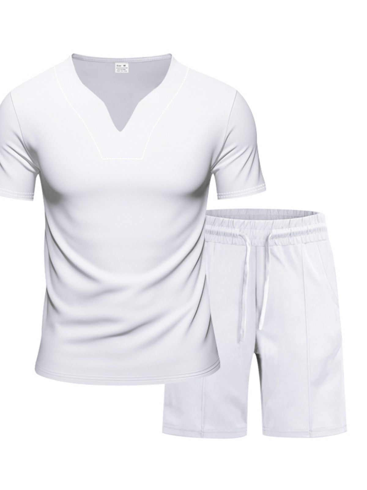 Men's Full Size V-Neck Short Sleeve T-Shirt and Shorts Set Plus Size - Lilixa.store