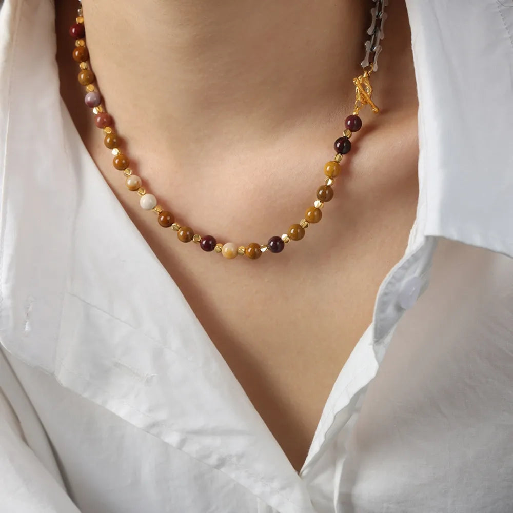 Titanium Steel Egg Yolk Stone Necklace - Lilixa.store