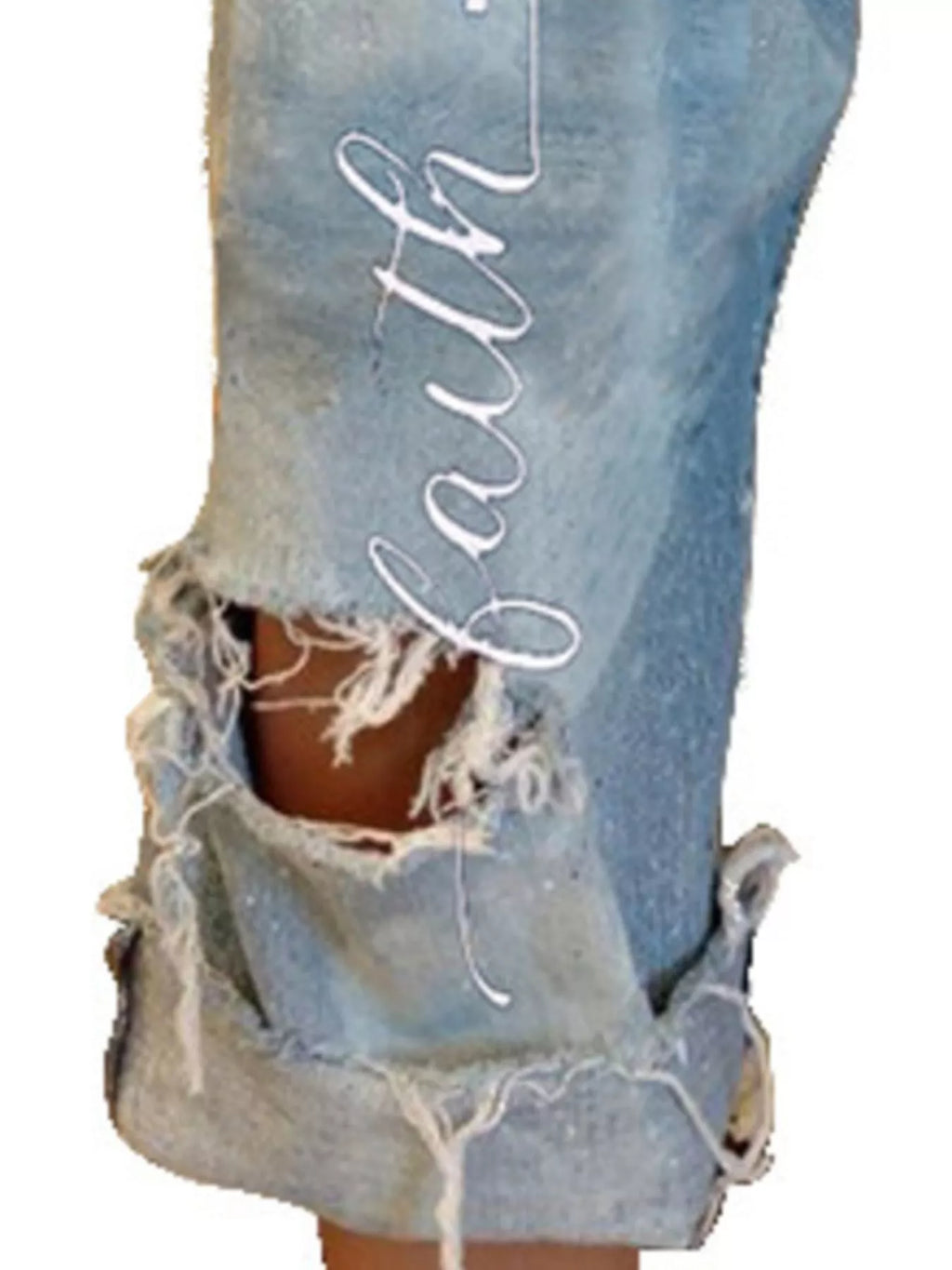 Full Size Floral Distressed Cropped Jeans Plus Size - Lilixa.store