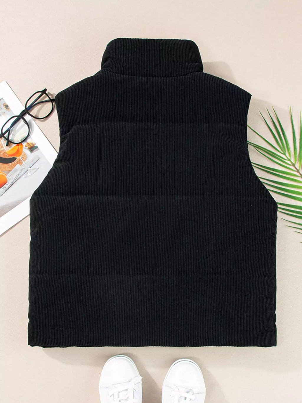 Corduroy Zip Up Vest Coat - Lilixa.store