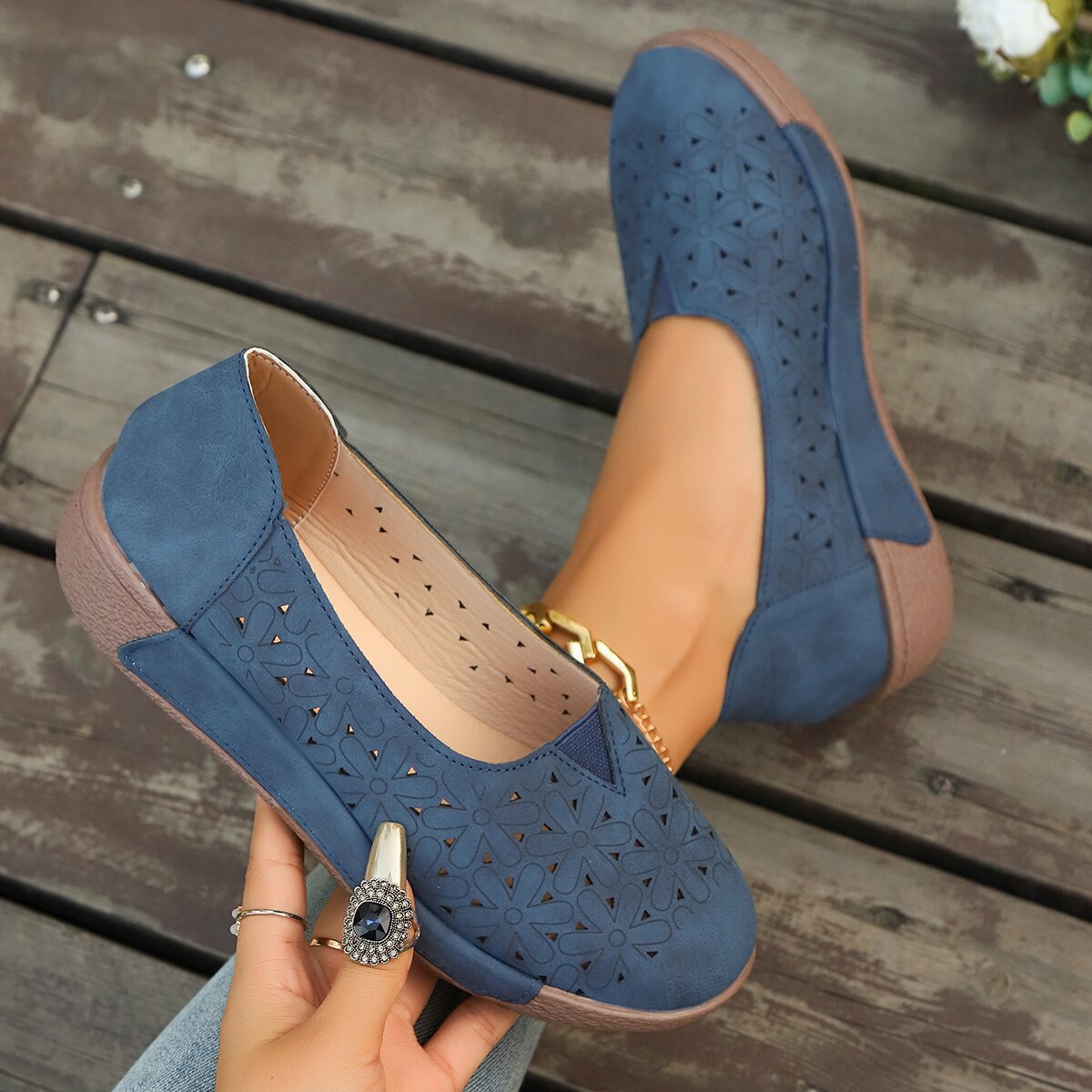 Hollow-Out Casual Loafers, view 2