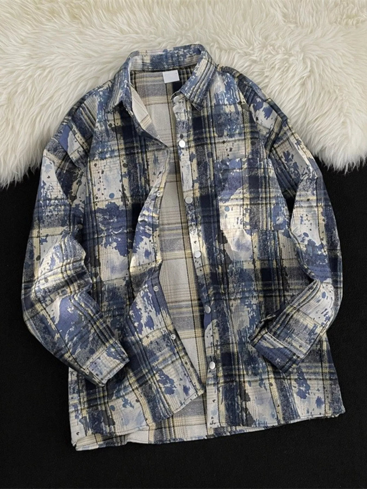 Men's Plus Size Plaid Button Up Casual Shacket - Lilixa.store