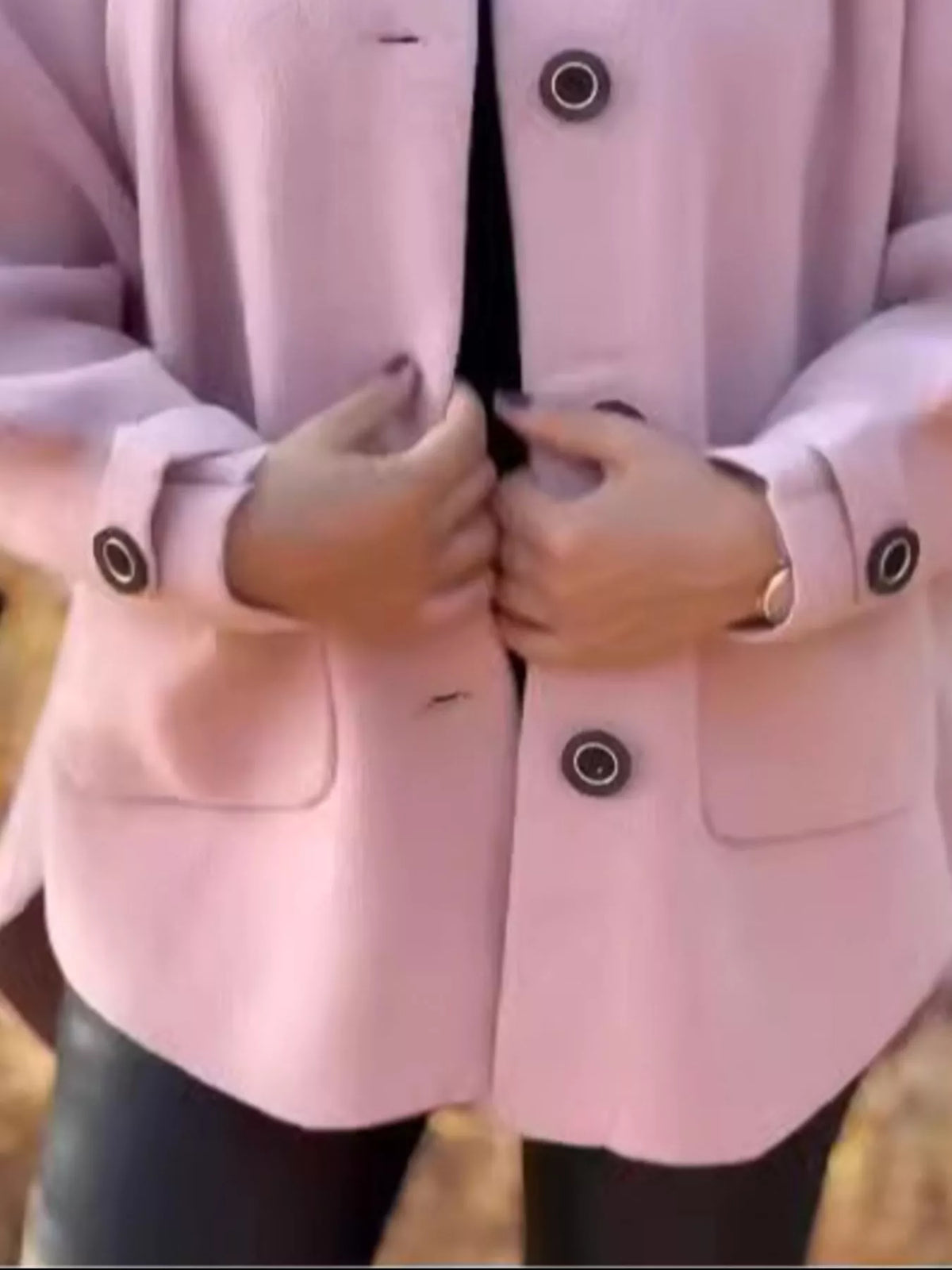 Full Size Button-Front Raglan Sleeve Coat Plus Size, view 8