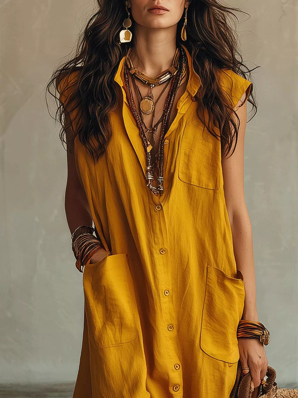 Sleeveless Button-Down Linen Maxi Dress - Lilixa.store