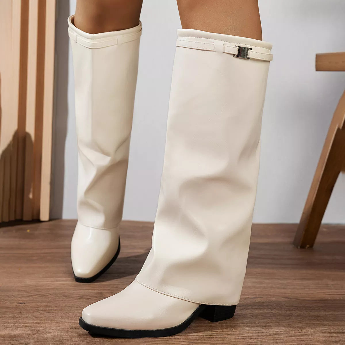 Knee-High Block Heel Boots - Lilixa.store