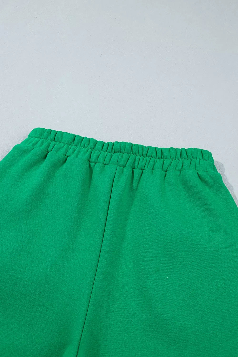 Polka Dot Trim Long Sleeve Sweatshirt and Shorts Set in Green, view 11