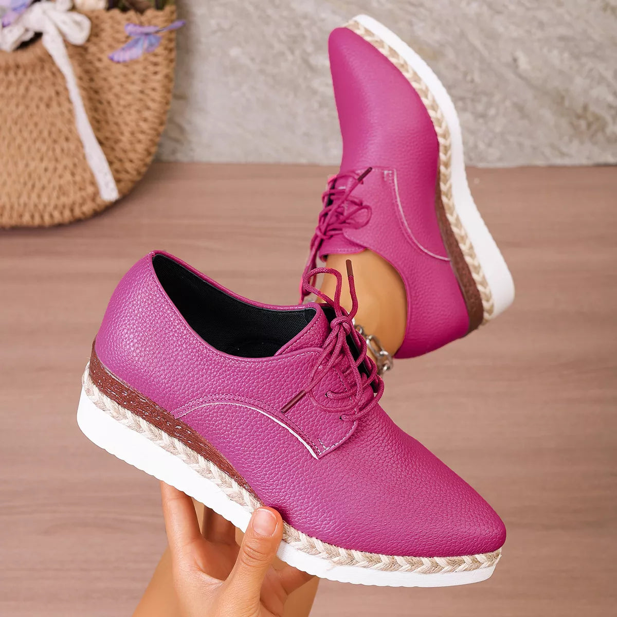 Point Toe Lace Up Sneakers - Lilixa.store