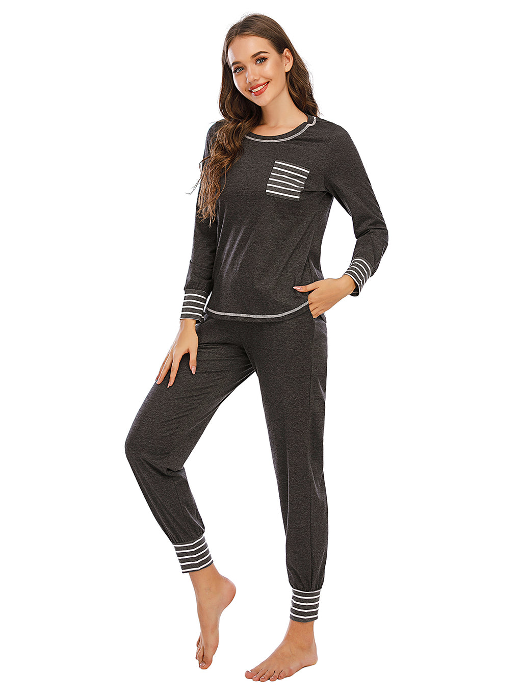Round Neck Top and Pants Lounge Set - Lilixa.store