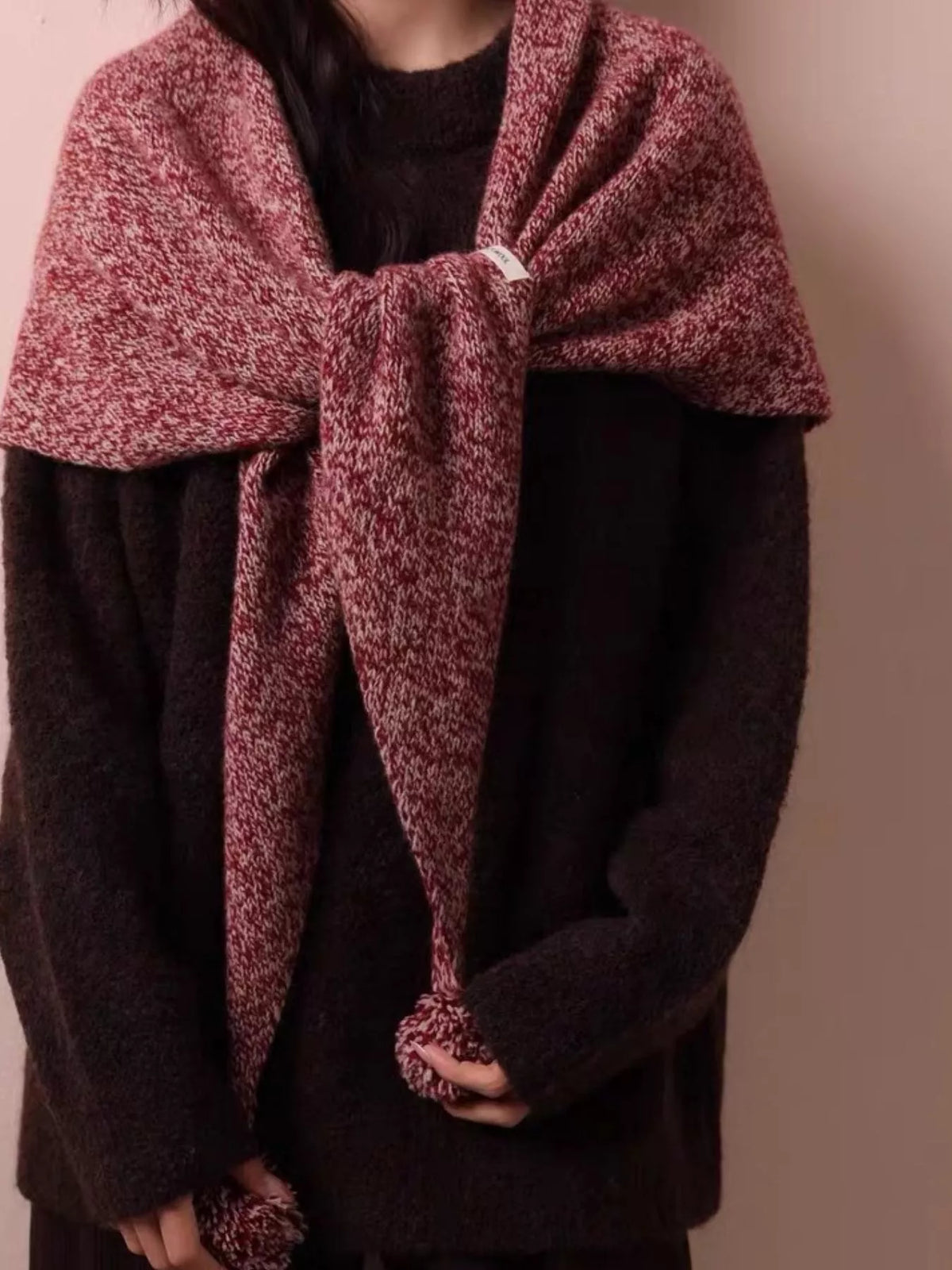 100% Wool Pom-Pom Knitted Scarf - Lilixa.store