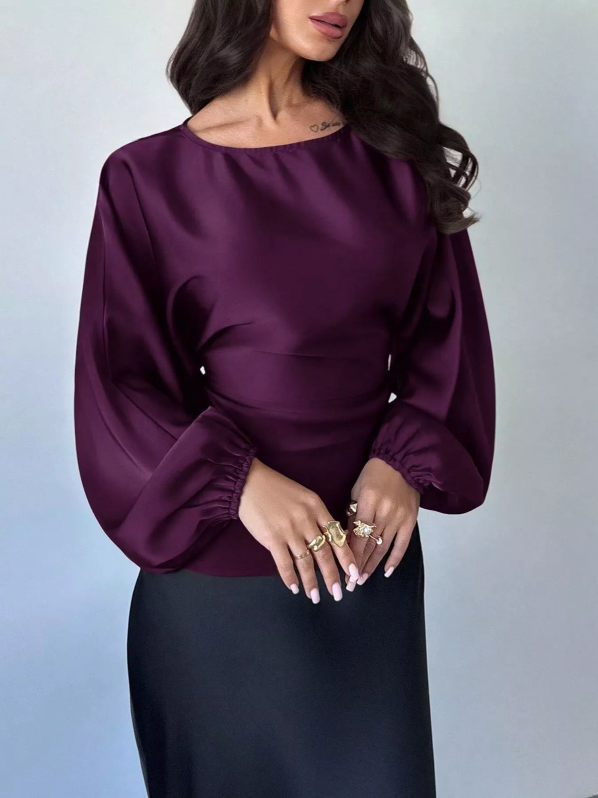 Polka Dot Round Neck Blouse - Lilixa.store