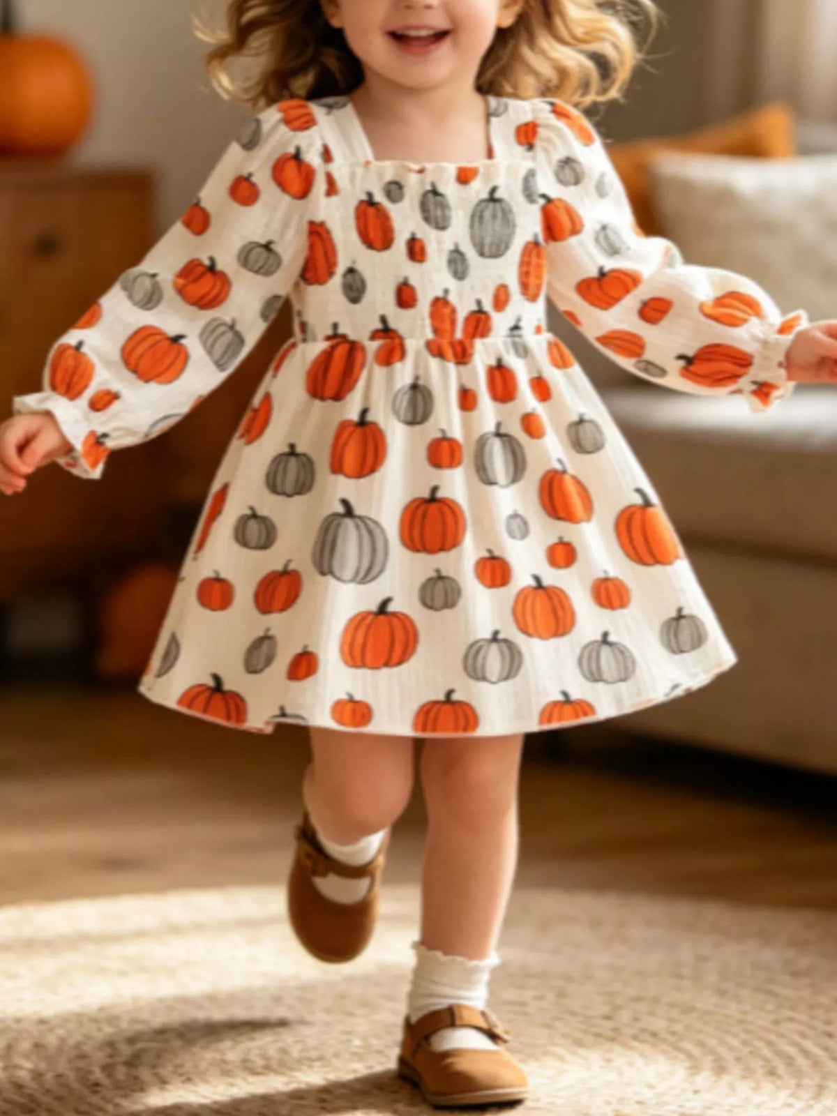 Children's Smocked Halloween Print Dress - Lilixa.store