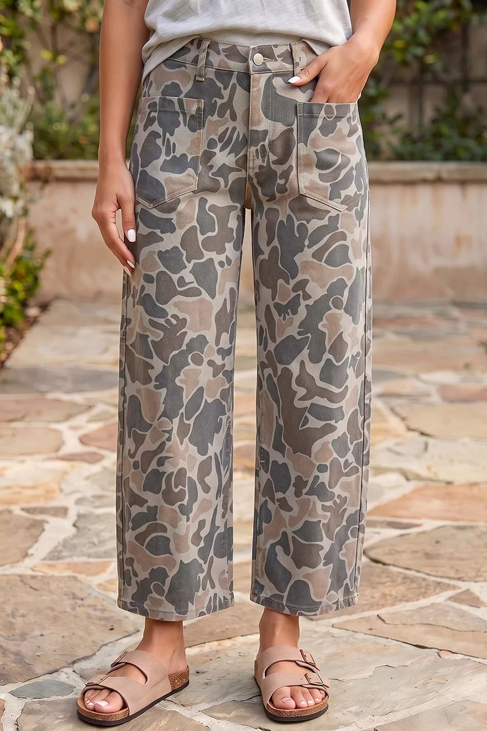 Multicolour Camouflage Shift Ankle Length Jeans - Lilixa.store