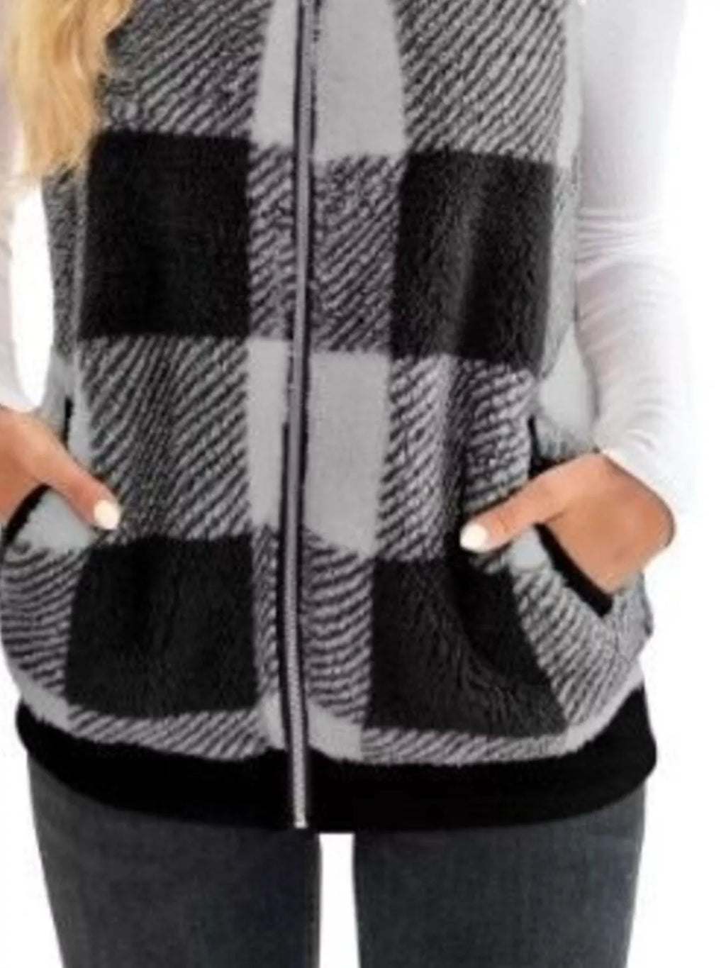 Full Size Color Block Zip Up Vest Coat Plus Size - Lilixa.store
