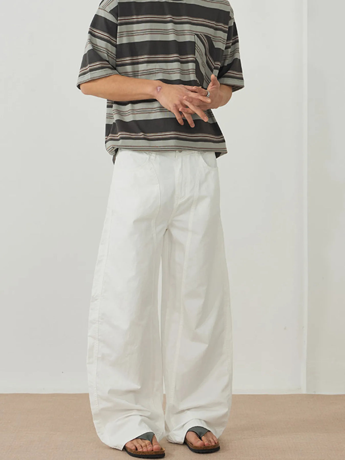 Men's Wide Leg Casual Pants in White, view 3