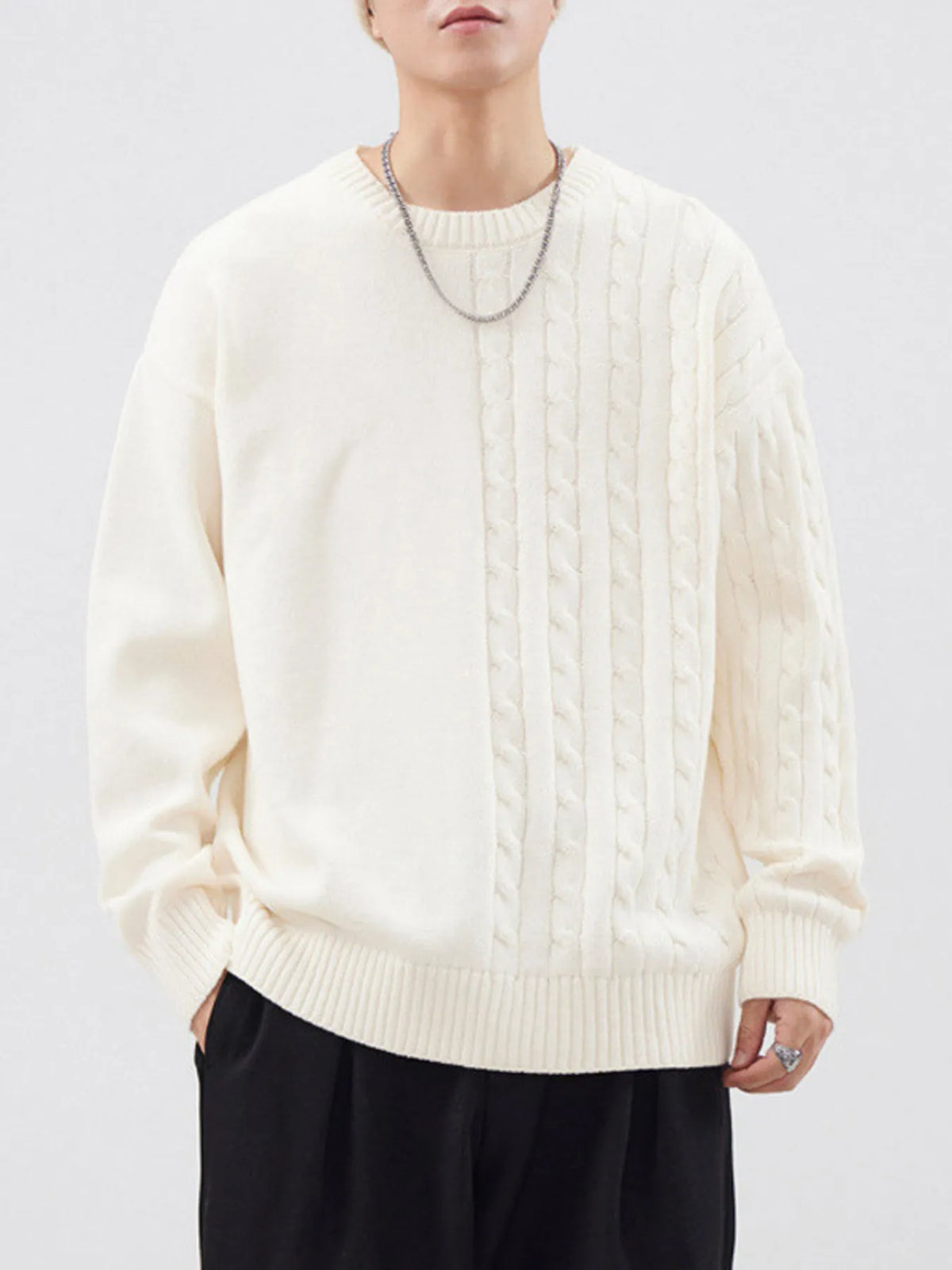Men's Cable Knit Sweater Plus Size