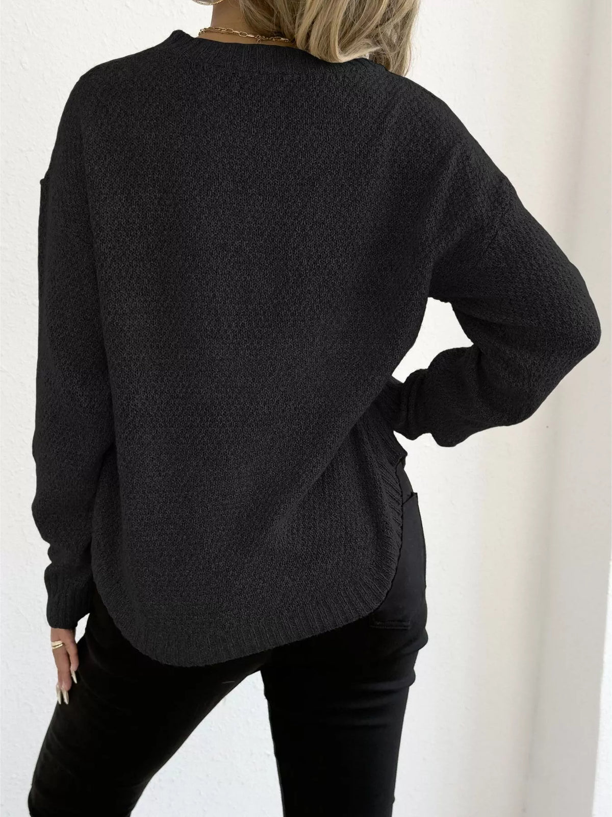 Lace Bow Embroidered Round Neck Sweater - Lilixa.store