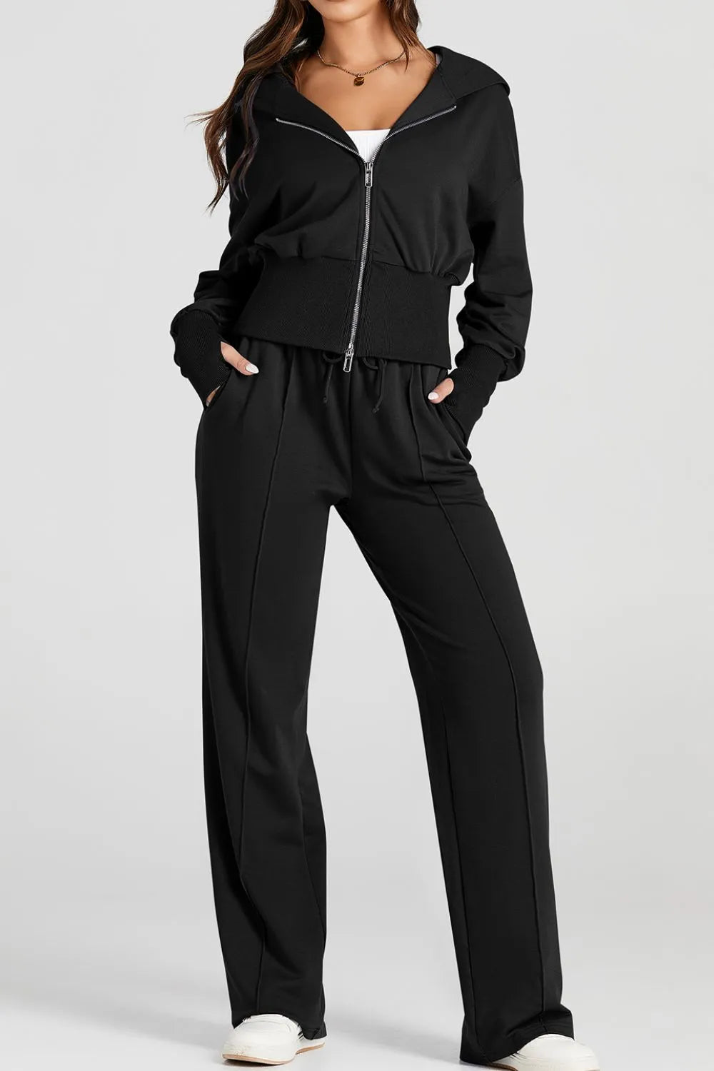 Zip-Up Hoodie and Pants Active Set - Lilixa.store
