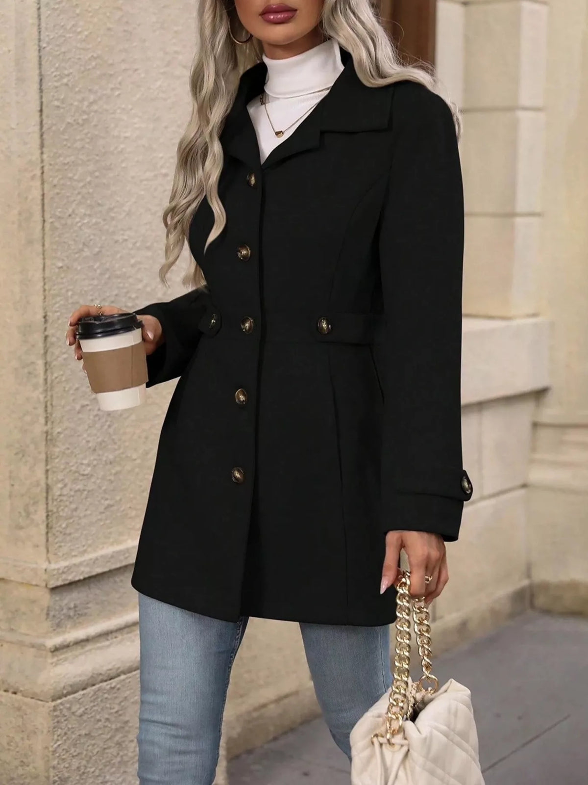 Single-Breasted Long Sleeve Coat - Lilixa.store