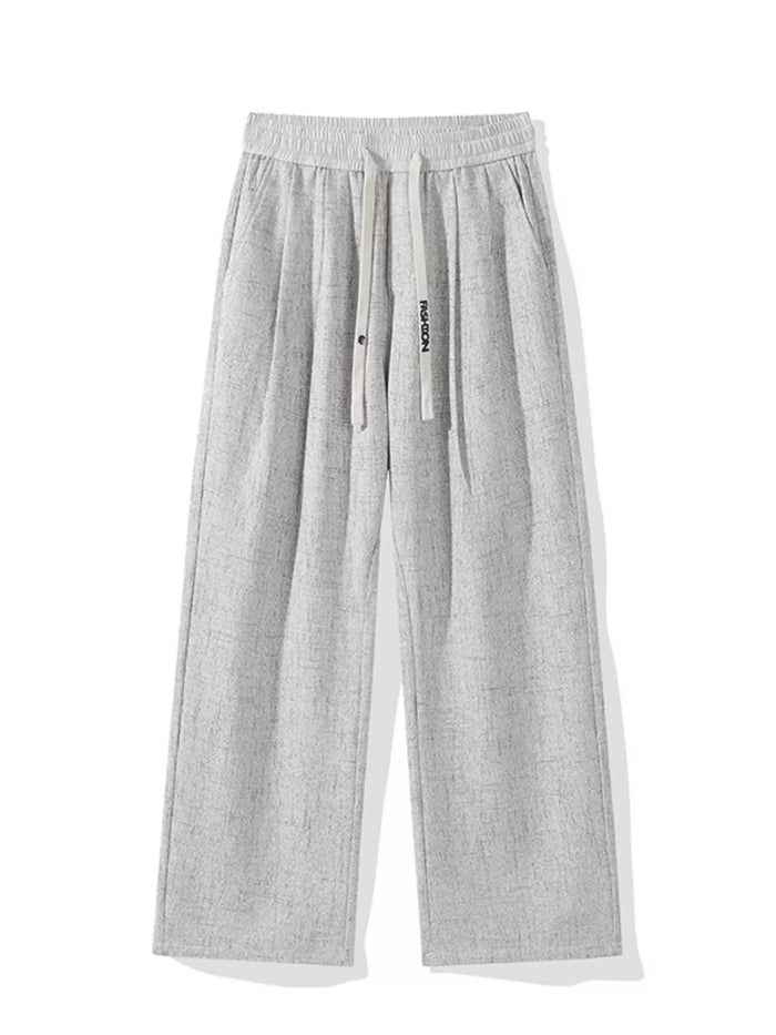Men's Plus Size Casual Wide Leg Pants in Beige