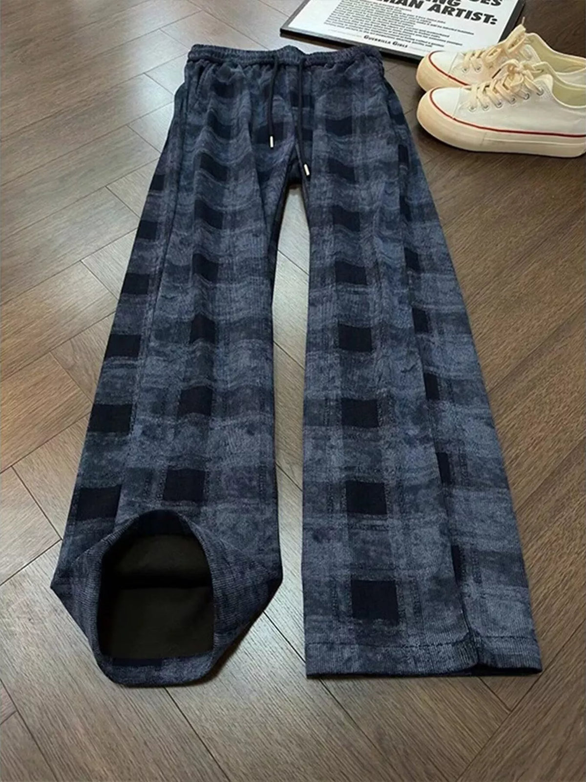 Men's Plaid Wide-Leg Pants