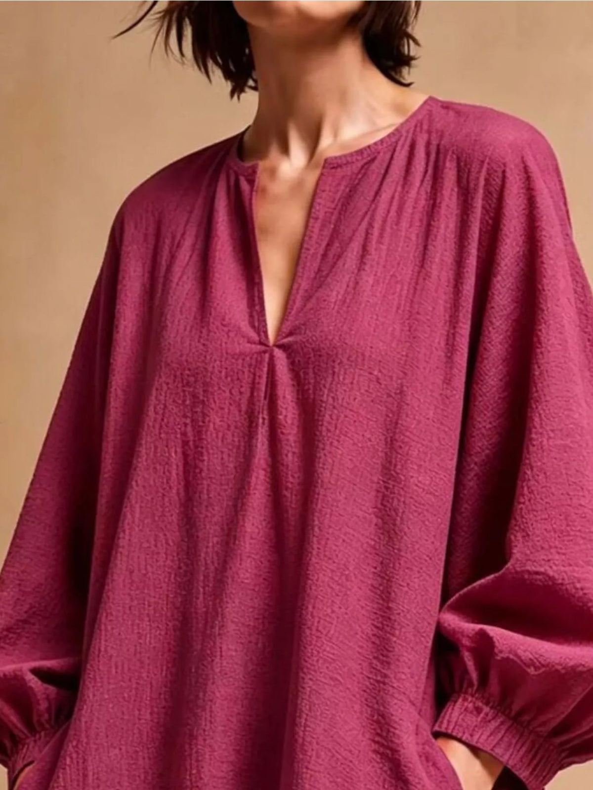Casual Loose-Fit Balloon Sleeve Mini Dress with Pockets, view 9