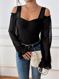 Cold Shoulder Flounce Sleeve Bodysuit - Lilixa.store