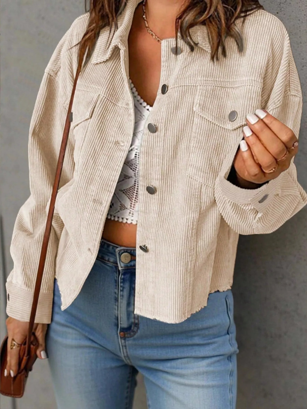Corduroy Button-Down Shacket - Lilixa.store