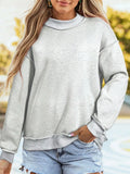 Mock Neck Exposed Seam Long Sleeve Sweatshirt - Lilixa.store