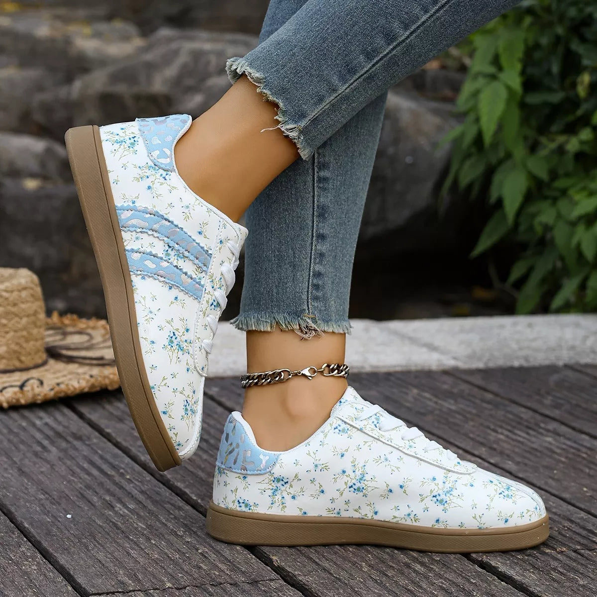 Floral Print Flats Sneakers - Lilixa.store