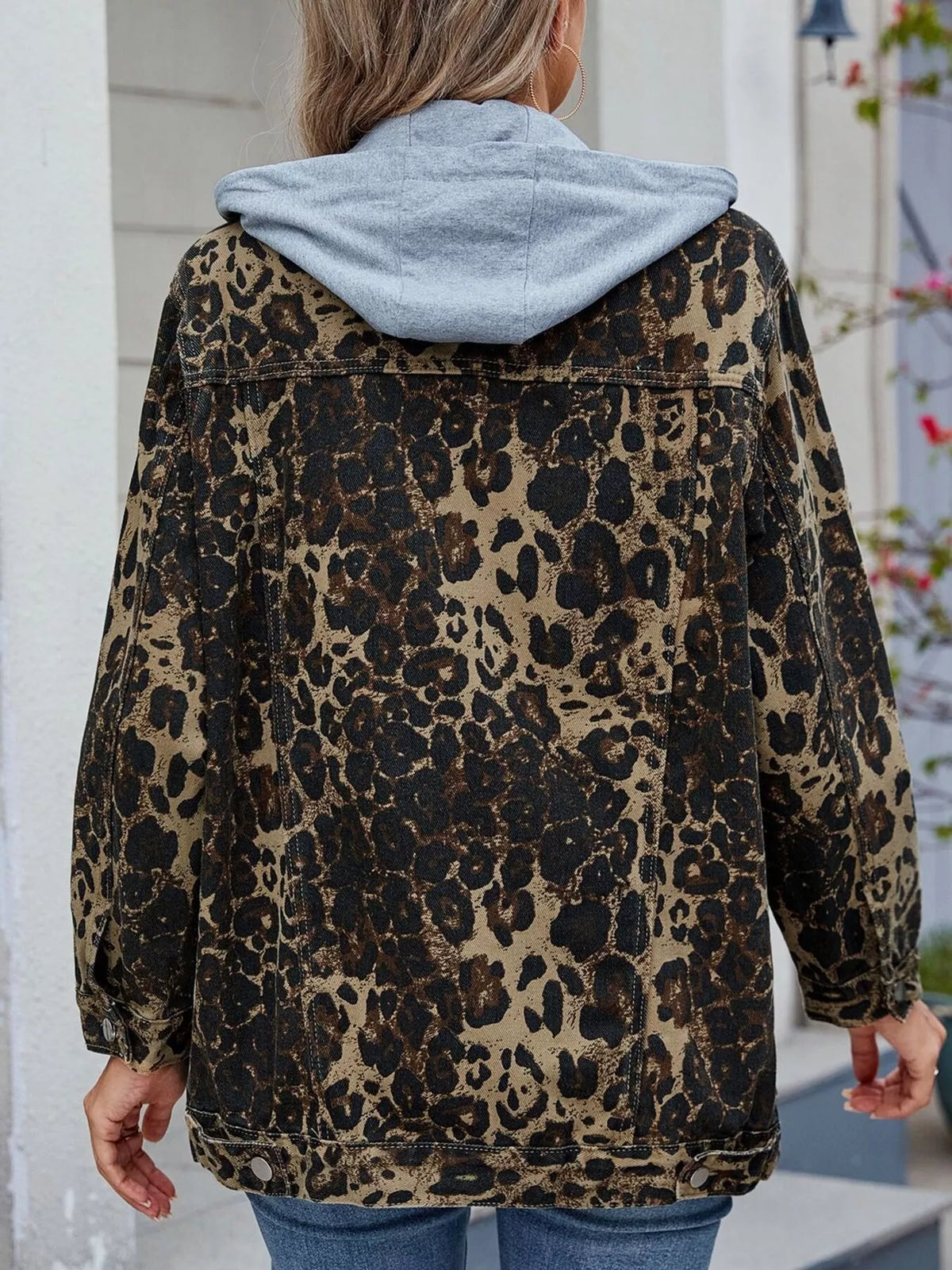Button Up Long Sleeve Denim Jacket, view 19