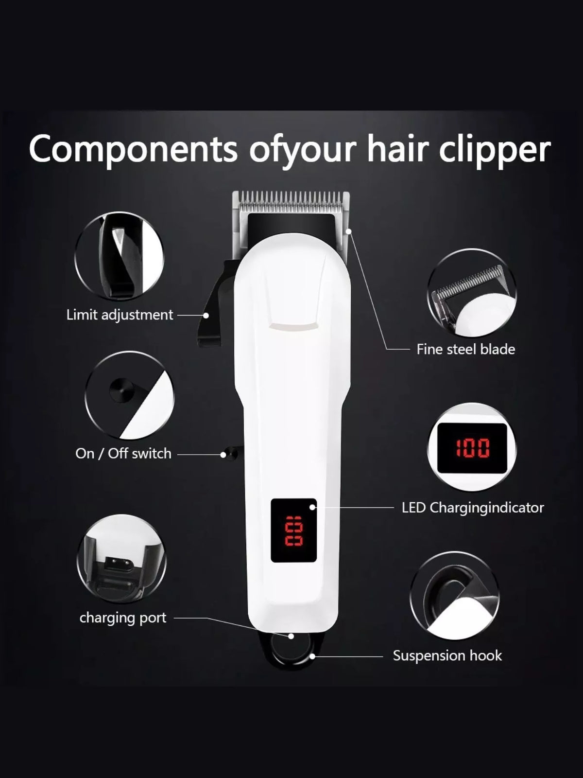 Cordless Hair Clipper with LED Display - Lilixa.store