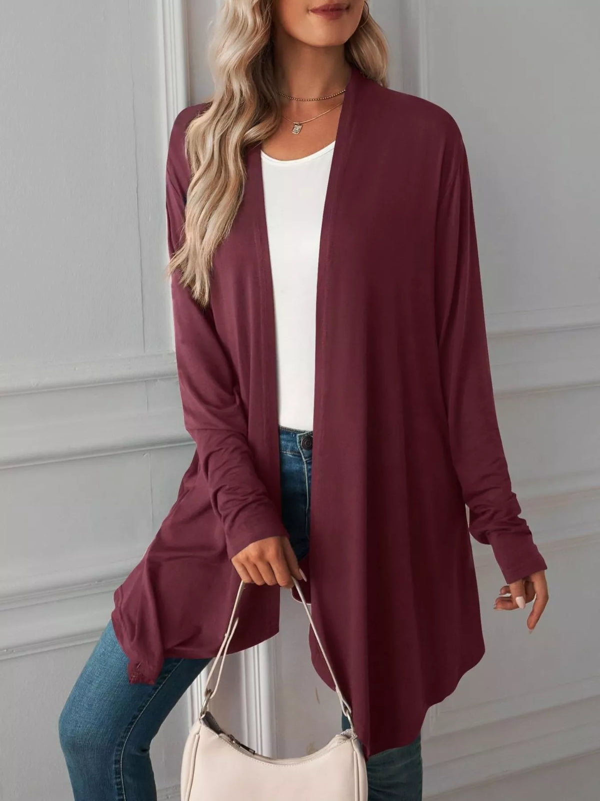 Lightweight Open Front Cardigan - Lilixa.store