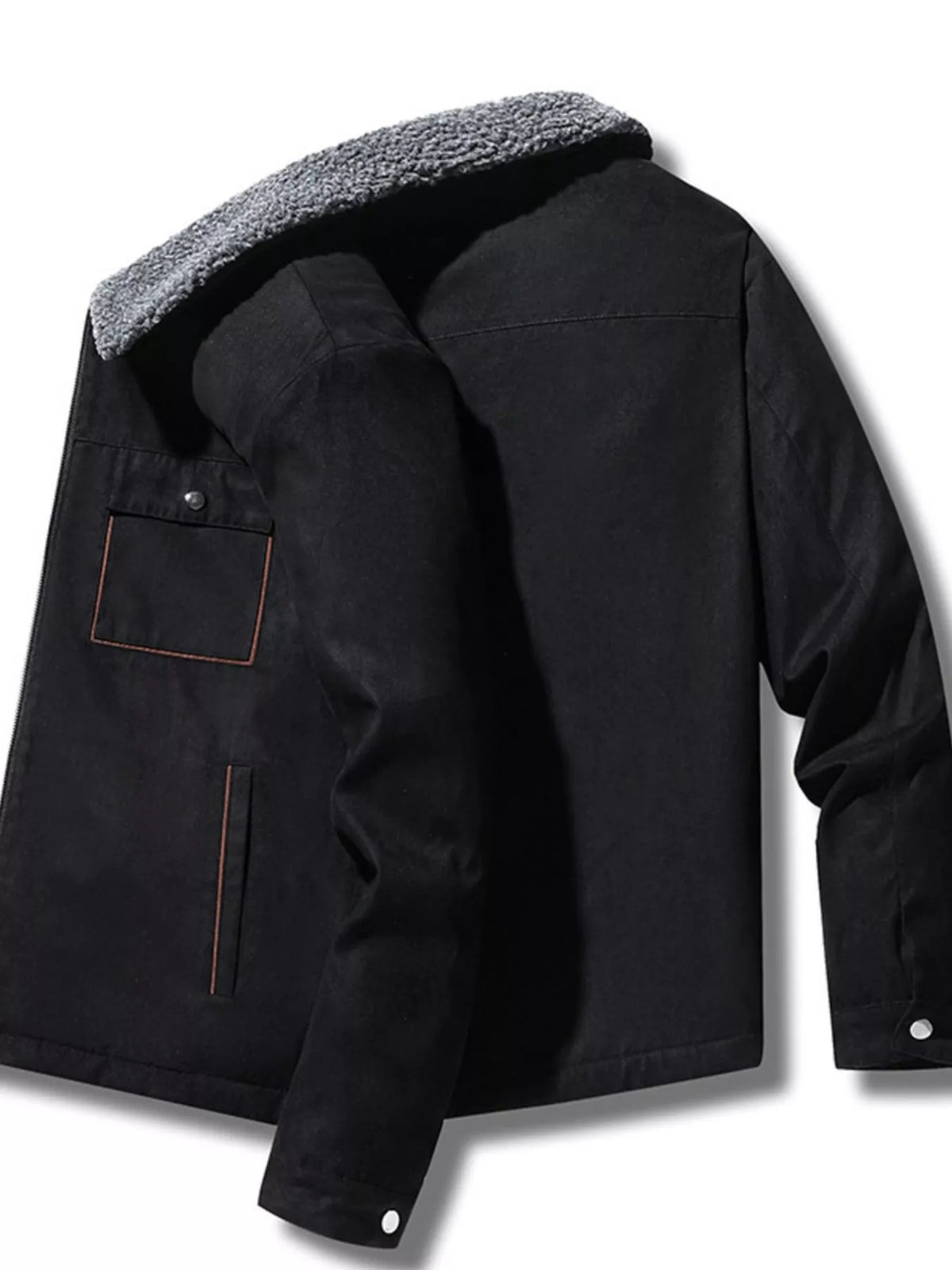 Men's Plus Size Sherpa-Lined Canvas Utility Jacket, view 2